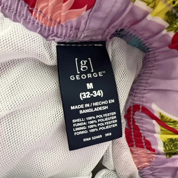 George Mens Flamingo Swim Trunks Size Medium 32-34 Pockets Drawstring Lined - Picture 7 of 12
